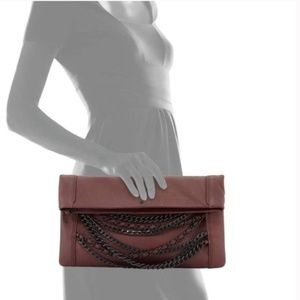 ASH dark wine Chain Leather Clutch Bag
